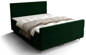 Franciaágy  Boxspring 140 cm Flu plus (sötétzöld) (matraccal és tárolóhellyel). 1046565