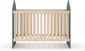 Natúr színű-szürkészöld babaágy 60x120 cm borovi fenyő dekorral Estefania – Marckeric