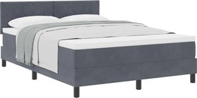 vidaXL Boxrugós ágy matracmal Sötétszürke 140 x 190 cm Bársony