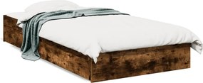 vidaXL füstös tölgy színű szerelt fa ágykeret fiókokkal 75x190 cm
