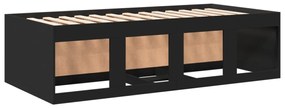fekete kanapéágy fiókkal matrac nélkül 90x190 cm