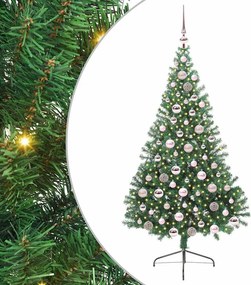 vidaXL Mesterséges, előre világított karácsonyi fa Zöld 180 cm PVC