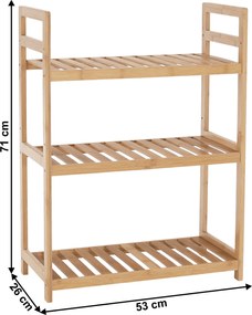 3 polcos polcállvány, természetes bambusz, FIORE TYP 1
