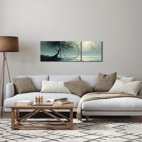Kép - Olajfestmény egy fa az óceánnal (órával) (90x30 cm)