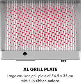 Klarstein Grillmeile 3000R, elektromos grill, 3000 W, grill lap, 54,5 x 35 cm, bordás