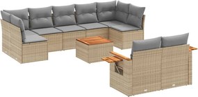 vidaXL 10 részes bézs polyrattan kerti ülőgarnitúra párnával