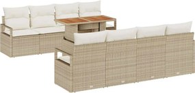vidaXL Kerti Kanapé Szett tárolóval 9 pcs Bézs Poli rattan