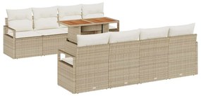vidaXL Kerti Kanapé Szett tárolóval 9 pcs Bézs Poli rattan