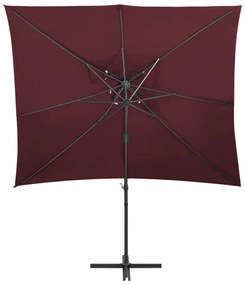 bordó dupla tetejű konzolos napernyő 250 x 250 cm