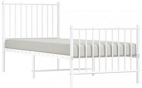 fehér fém ágykeret fej- és lábtámlával 75 x 190 cm