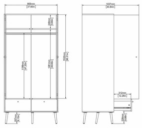 Antracitszürke ruhásszekrény 99x200 cm Bodo – Tvilum