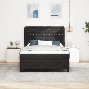 Boxspring Ágy Matrac nélkül Fekete 140x200 cm Bársony