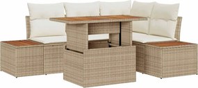 vidaXL Kert étkező szett párnával 5 pcs Beige és krém