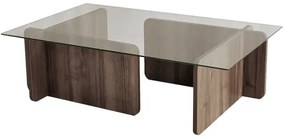 ESCAPE dohányzóasztal 30x105 cm barna/átlátszó