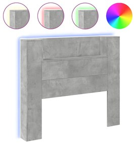 betonszürke áthidalószekrény LED-világítással 120x16,5x103,5 cm