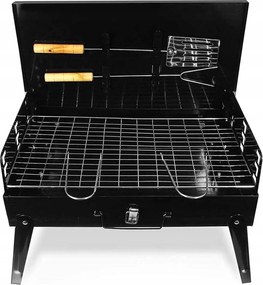 Kerti Grill Összecsukható Túragrill Hordozható Bőrönd Evőeszközök