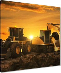 Vászonkép 60x60 Kotrógép naplemente