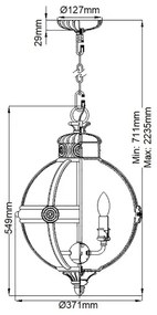 Feiss FE-ADAMS-3P-BB - Csillár láncon ADAMS 3xE14/60W/230V arany