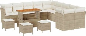 vidaXL Kerti Kanapé Szett párnával 14 pcs Beige és krém polirattan