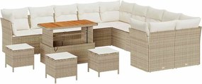 vidaXL Kerti Kanapé Szett párnával 14 pcs Beige és krém polirattan
