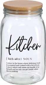 Tároló üveg bambusz fedővel, 1500 ml, átm. 11,4 x 11,4 x 19 cm