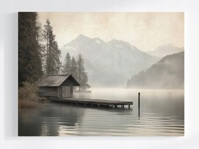 Poszter Tájkép Tó Erdő Hegyek Híd Kikötő 100x75