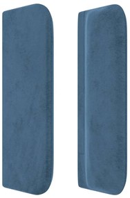 sötétkék bársony szárnyas fejtámla 163x16x78/88 cm