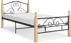 vidaXL fekete fém ágykeret 100 x 200 cm