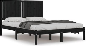 vidaXL fekete tömör fenyőfa ágykeret 140x190 cm