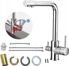 Háromutas Konyhai Csaptelep Flexibilis Kifolyócső Forgatható Csaptelep 360 Hajlékony