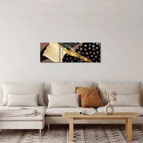 Kép - Absztrakció aranybarna N⁰1 (órával) (90x30 cm)