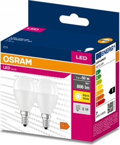 Led izzó E14 P45 6,5W 60W 806lm 2700K Meleg 200° Osram Value 2db