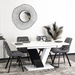 Étkezőgarnitúra 4 db székkel. Bővíthető asztal CLARK 120-160 cm + 4 db szürke étkezőszék RICK