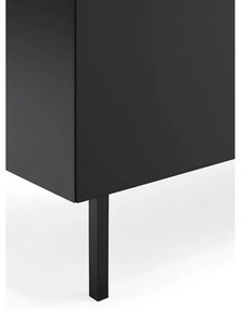 Fekete alacsony komód tölgyfa dekorral 165x78 cm Arista – Teulat