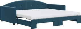 vidaXL kék bársony kihúzható heverő matraccal 100 x 200 cm
