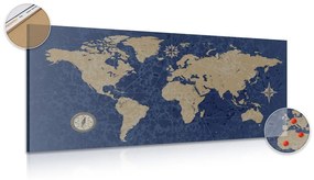 Parafa kép világ térkép iránytűvel retro stílusban kék háttéren