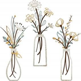 Áttört Fém Kép Fali Dekoráció Modern 3D Váza Szoba Szett