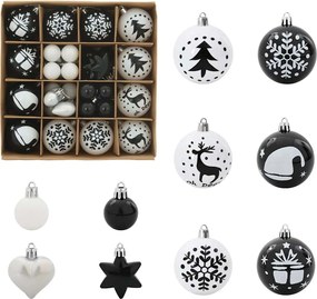 vidaXL Karácsonyi Díszgömb Készlet 40 pcs Fekete és Fehér Műanyag