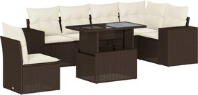 vidaXL 7 részes barna polyrattan kerti ülőgarnitúra párnákkal