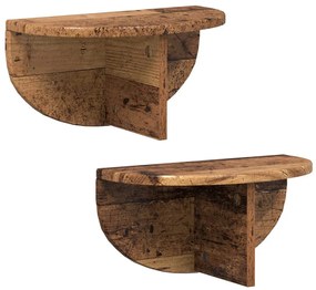 vidaXL Falpolc Falra szerelhető 2 pcs Öreg fa 38 x 19 x 19 cm Faanyag
