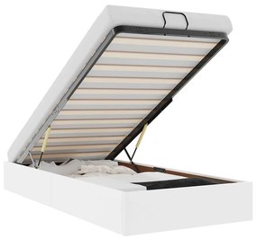 Ottomán ágykeret matrac nélkül fehér 100x200 cm műbőr