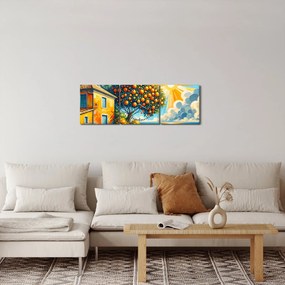 Kép - Ház narancsokkal I. (órával) (90x30 cm)