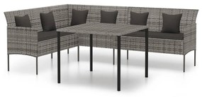 2 részes szürke polyrattan kerti étkezőgarnitúra párnákkal