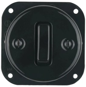 Bohemia-Design - Porcelán retro egyszerű keret nélküli kapcsoló 1-es, fekete