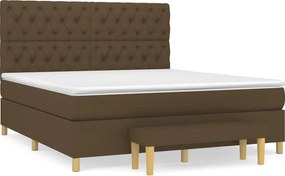 vidaXL sötétbarna szövet rugós ágy matraccal 160 x 200 cm
