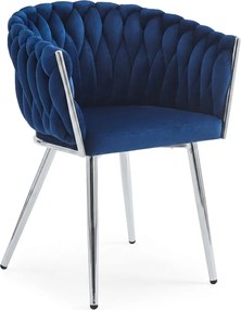 ORION VELVET étkezőfotel bársony kárpitozással, ezüst lábakkal, sötétkék
