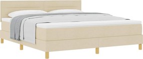 vidaXL Boxrugós ágy matracmal fejtámlával Krém 180 x 200 cm szövet