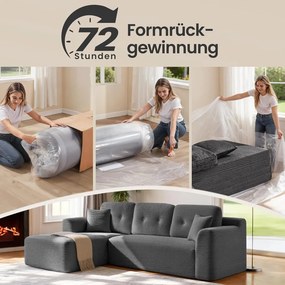 VASAGLE moduláris sarokkanapé, 244 cm széles, balos, palaszürke
