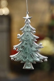 Jeges-kék felfüggeszthető karácsonyfa 12cm