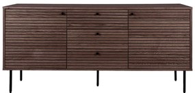 Sötétbarna alacsony komód tölgyfa dekorral 150x74 cm Kyoto – House Nordic